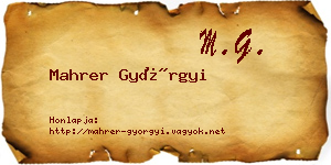 Mahrer Györgyi névjegykártya